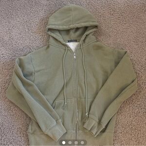 brandy melville green zip up hoodie